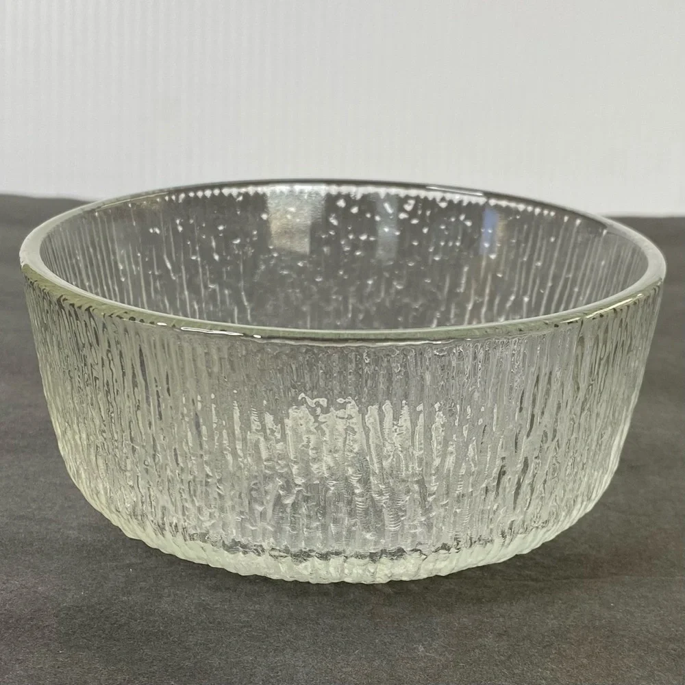 Vintage Indiana Glass Clear Crystal Ice Textured Bark 5
